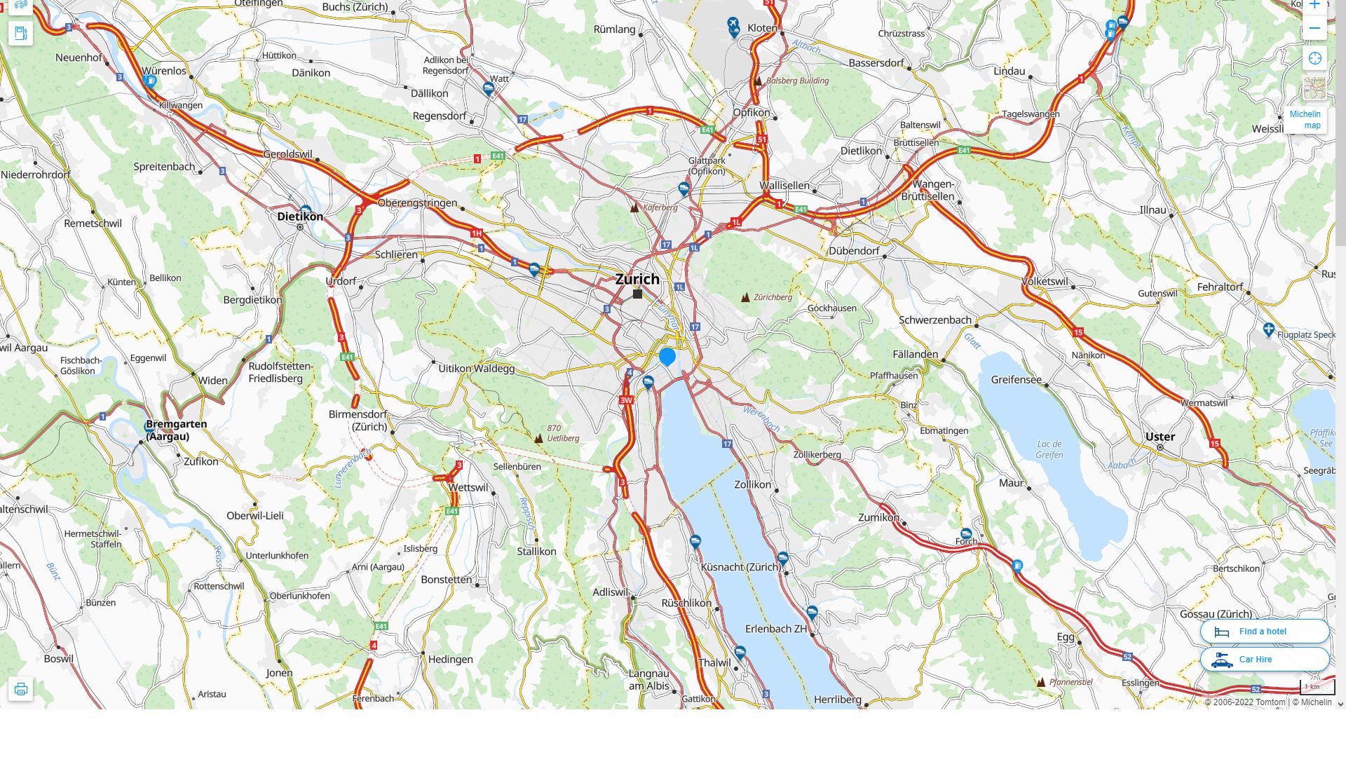 Zurich Highway and Road Map